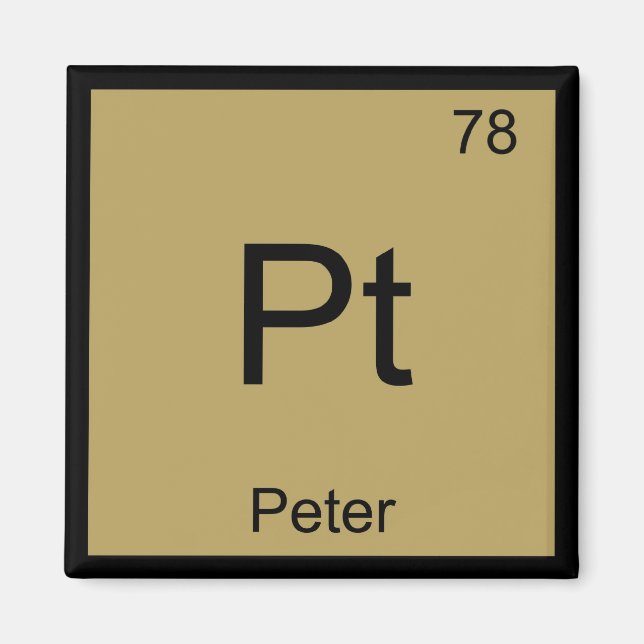 Peter Namn Kemiskt Element Periodiska Systemet Magnet (Framsidan)