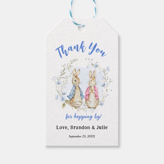 Peter och Flopsy Bunny Birthday Gift Märkre Presentetikett (Framsidan)