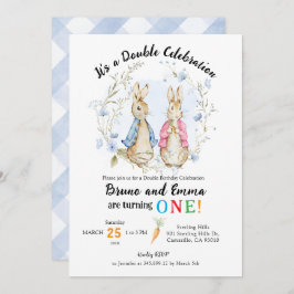 Peter och Flopsy Rabbit Syskon Birthday Inbjudningar