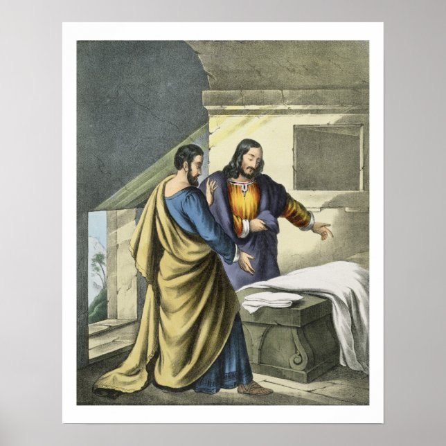 Peter och John på Sepulcher, från en bibelprin Poster (Framsidan)