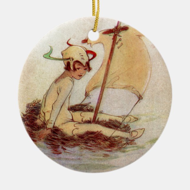 Peter Pan bygga bo på raften Julgransprydnad Keramik (Framsidan)