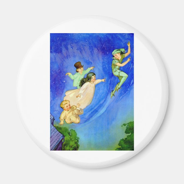 PETER PAN, WENDY, JOHN OCH MICHAEL FLY AWAY MAGNET (Framsidan)