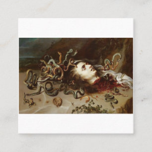 Peter Paul Rubens - chef för Medusa - Baroque P Fyrkantigt Visitkort