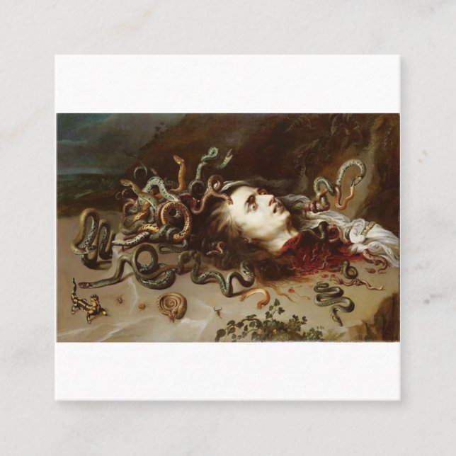 Peter Paul Rubens - Chef för Medusa - Baroque P Fyrkantigt Visitkort (Framsida)