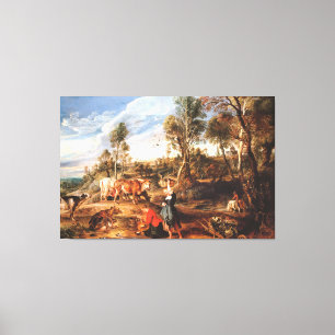Peter Paul Rubens Milkmaids med nötkreatur i Lands Canvastryck
