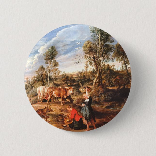 Peter Paul Rubens Milkmaids med nötkreatur i Lands Knapp (Framsida)