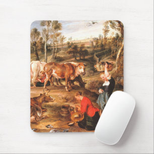 Peter Paul Rubens Milkmaids med nötkreatur i Lands Musmatta