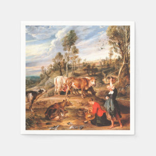 Peter Paul Rubens Milkmaids med nötkreatur i Lands Pappersservett