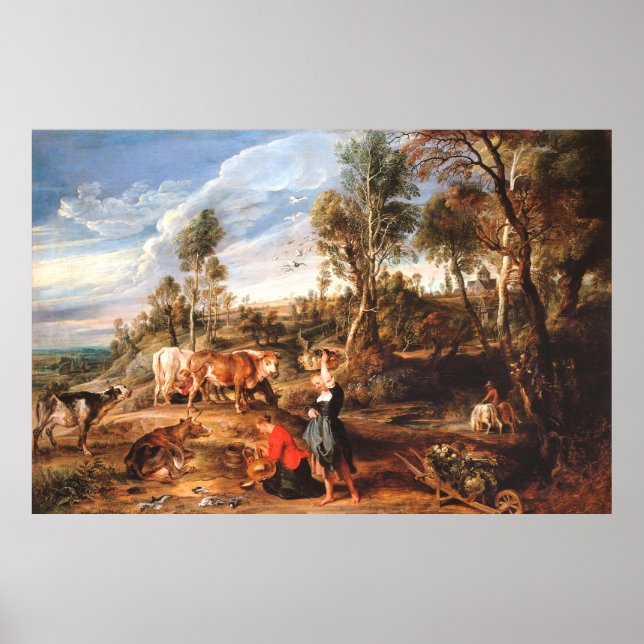 Peter Paul Rubens Milkmaids med nötkreatur i Lands Poster (Framsidan)