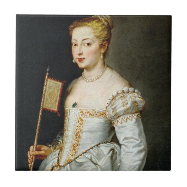 Peter Paul Rubens Porträtt i Dam Kakelplatta (Framsidan)