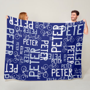Peter Personlig Namn och Bikes Mörk-Blue Fleecefilt