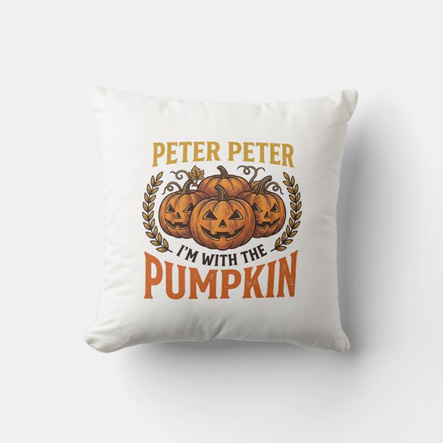 Peter Peter Pumpa Vintage Halloween Tröja Design Kudde (Framsida)