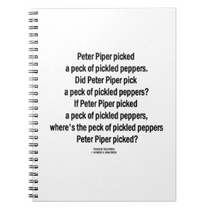 Peter pipblåsare valt hack av inlagda peppar anteckningsbok