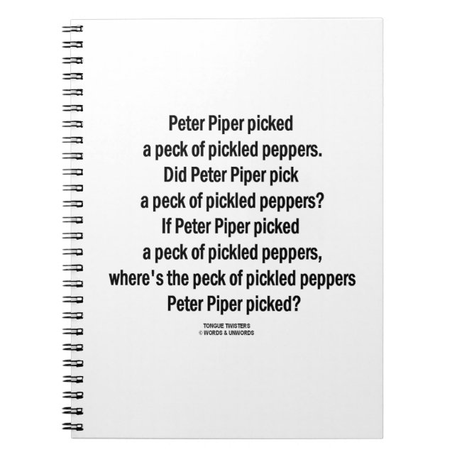 Peter Piper Picked Peck of Pickled paprika Anteckningsbok (Framsidan)