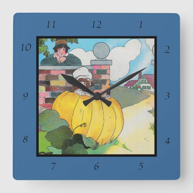 Peter Pumpkin-Eater Mor Goose Nursery Rhyme Fyrkantig Klocka (Framsida)