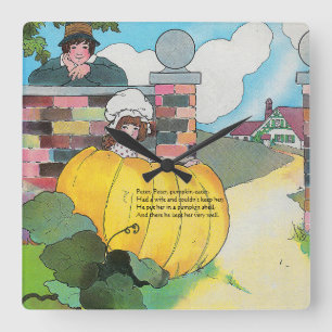 Peter Pumpkin-Eater Mor Goose Nursery Rhyme Fyrkantig Klocka