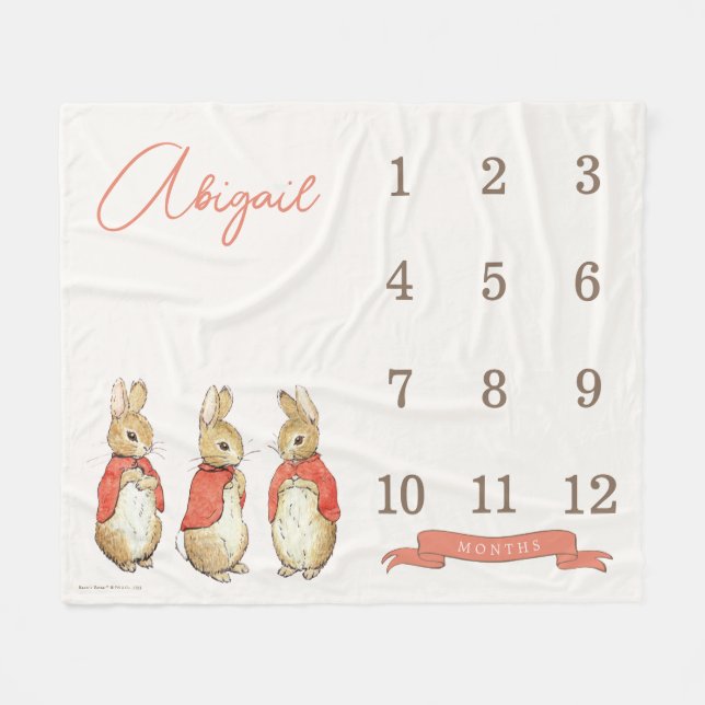 Peter Rabbit | 12 månaders milstolpe i flicka Fleecefilt (Framsidan (Horisontell))