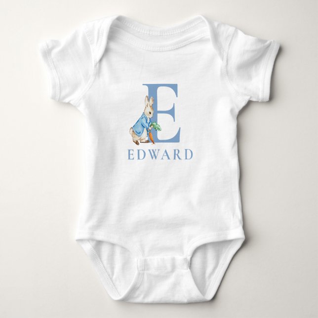 Peter Rabbit 1:a födelsedag med namn baby monogram T Shirt (Framsida)
