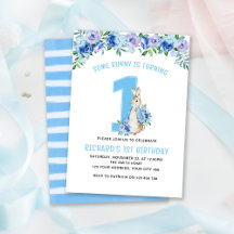 Peter Rabbit 1st Birthday Blue Blommigt