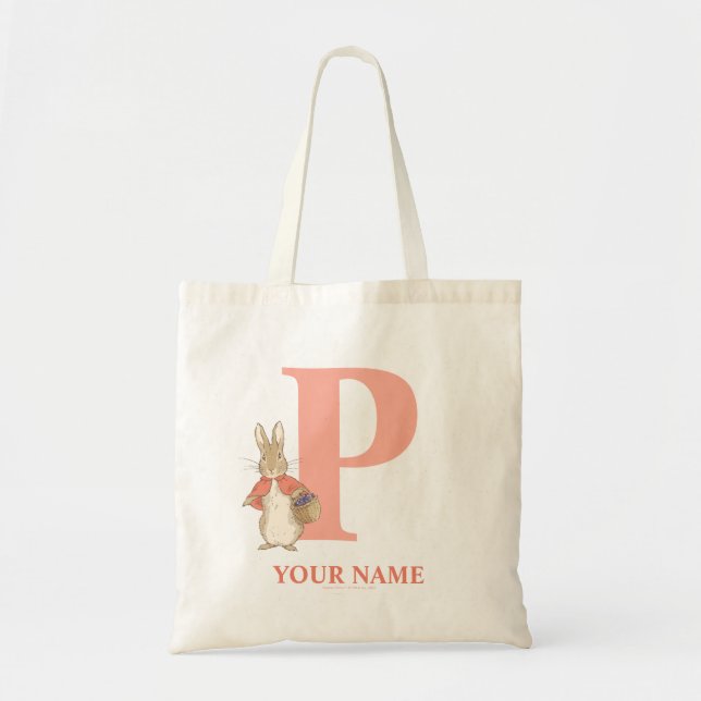 Peter Rabbit | Anpassningsbar Flopsy - Brev P Tote Tygkasse (Framsidan)