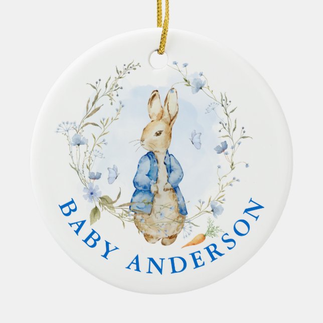 Peter Rabbit Baby Coming Soon Julgransprydnad Keramik (Framsidan)