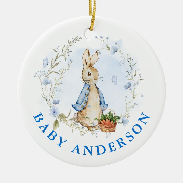 Peter Rabbit Baby Coming Soon Julgransprydnad Keramik (Framsidan)