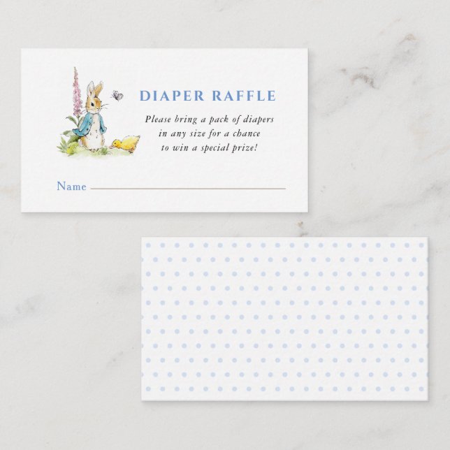 Peter Rabbit Baby dusch Diaper Raffle Tilläggskort (Fram/baksida)