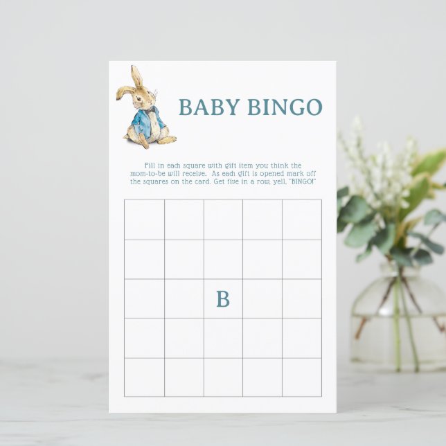 Peter Rabbit Baby Shower Bingo Spelkort (Stående Fram)