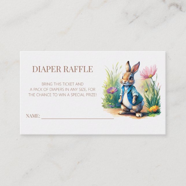 Peter Rabbit Baby Shower Diaper Raffle Tilläggskort (Framsida)