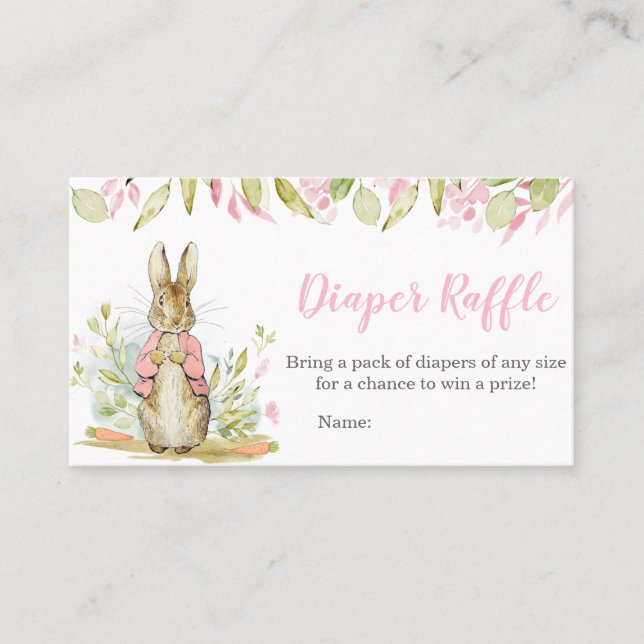 Peter Rabbit Baby Shower Diaper Raffle Visitkort (Framsida)