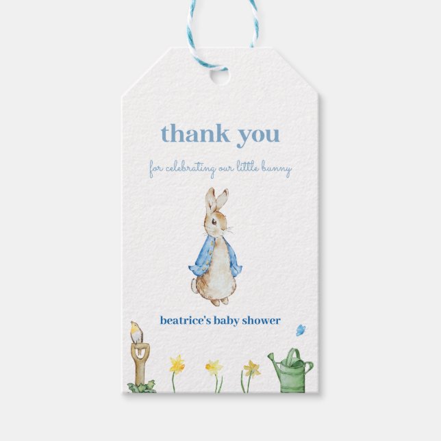 Peter Rabbit Baby Shower Gift Märkres Favor Presentetikett (Framsidan)