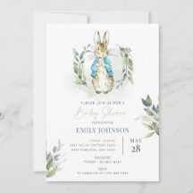 Peter Rabbit Baby Shower-inbjudan