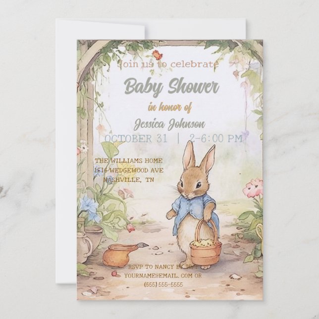 Peter Rabbit Baby Shower-inbjudan Inbjudningar (Framsida)