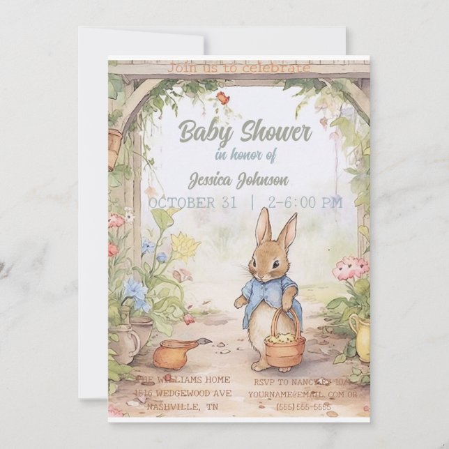 Peter Rabbit Baby Shower-inbjudan Inbjudningar (Framsida)