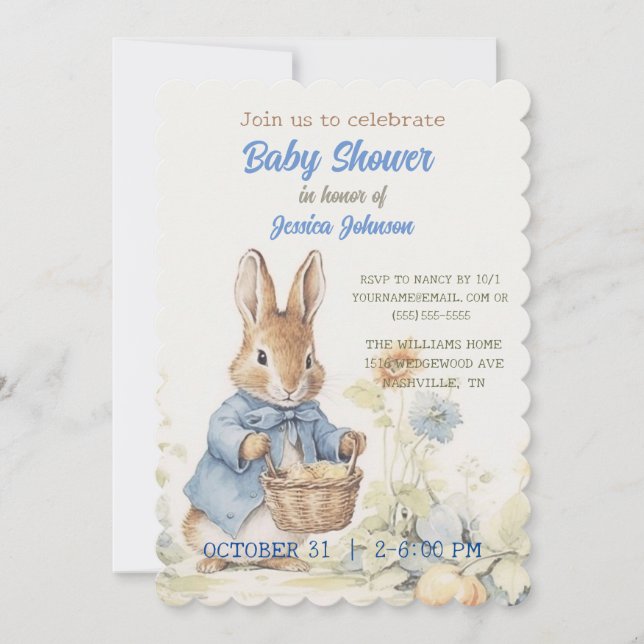 Peter Rabbit Baby Shower-inbjudan Inbjudningar (Framsida)