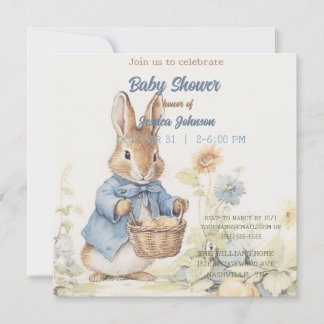 Peter Rabbit Baby Shower-inbjudan Spara Datumet