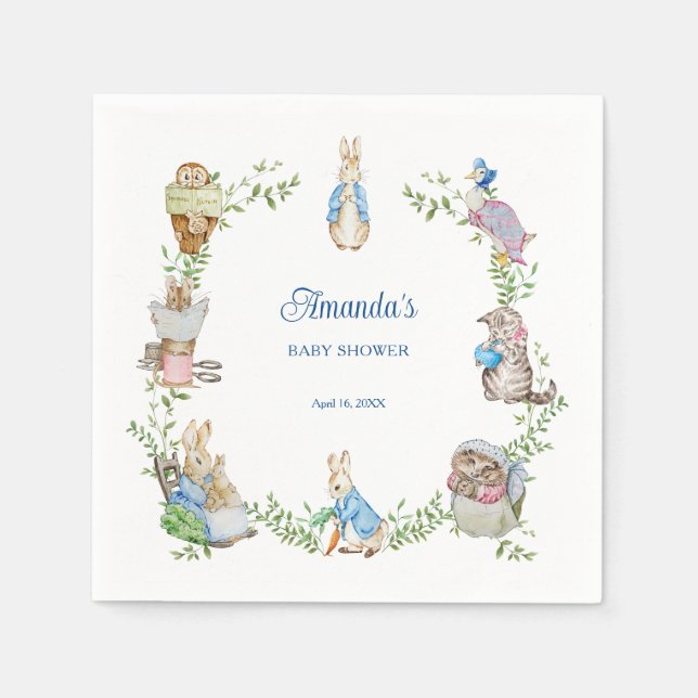 Peter Rabbit Baby Shower Pappersservett (Framsidan)