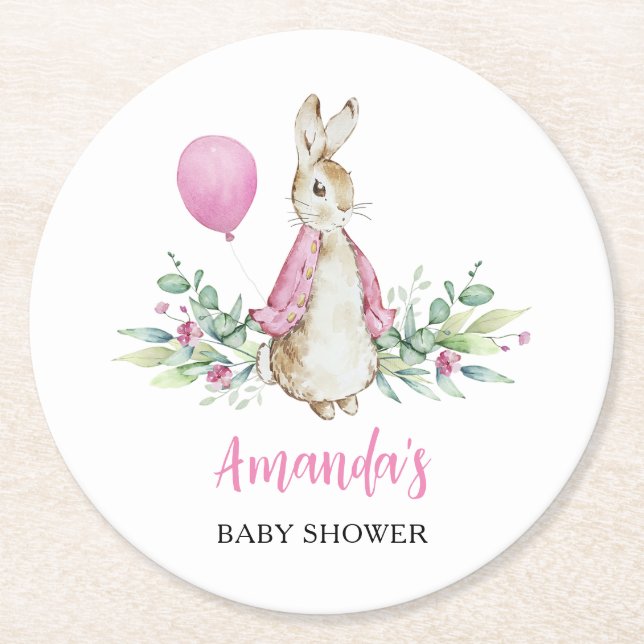 Peter Rabbit Baby Shower Underlägg Papper Rund (Framsidan)