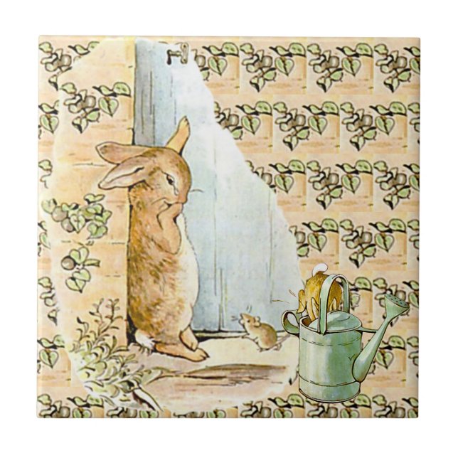 Peter Rabbit Beatrix Potter Doorway Ceramic Tile Kakelplatta (Framsidan)
