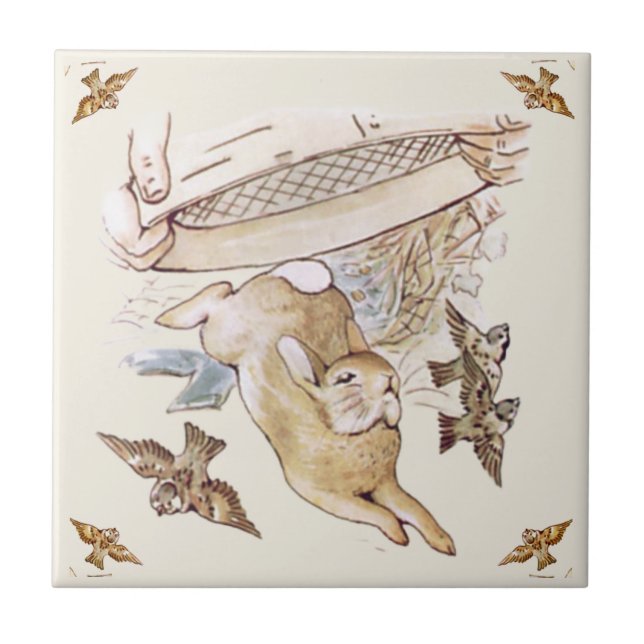 Peter Rabbit Beatrix Potter McGregor Ceramic Tile Kakelplatta (Framsidan)