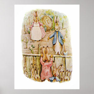 Peter Rabbit Benjamin och Flopsy Bunny Beatrix Pot Poster
