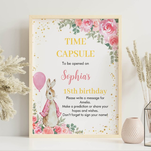 Peter Rabbit Birthday Time Capsule Sign Wildblomma Poster (Skapare uppladdad)
