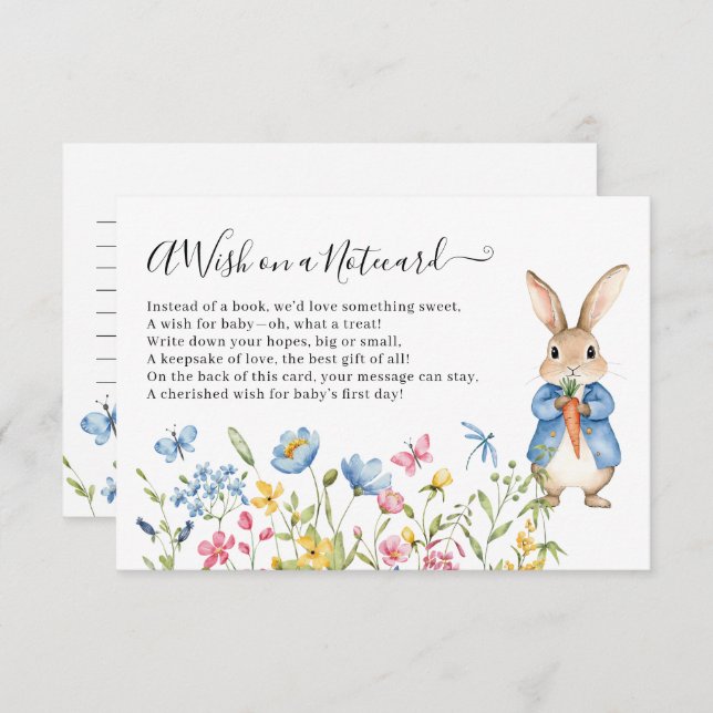 Peter Rabbit Blommigt önskar på en notecard Baby S Tilläggskort (Fram/baksida)
