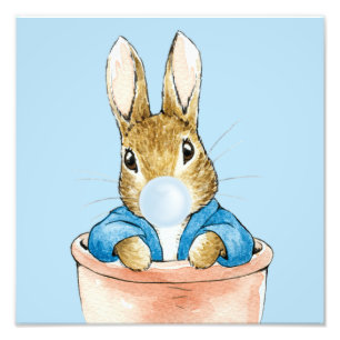 Peter Rabbit Blowing a Blue Bubble Gum Fototryck