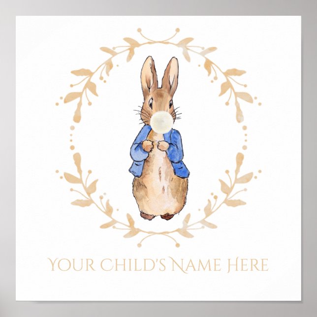 Peter Rabbit Blowing White Gum Personalization Poster (Framsidan)