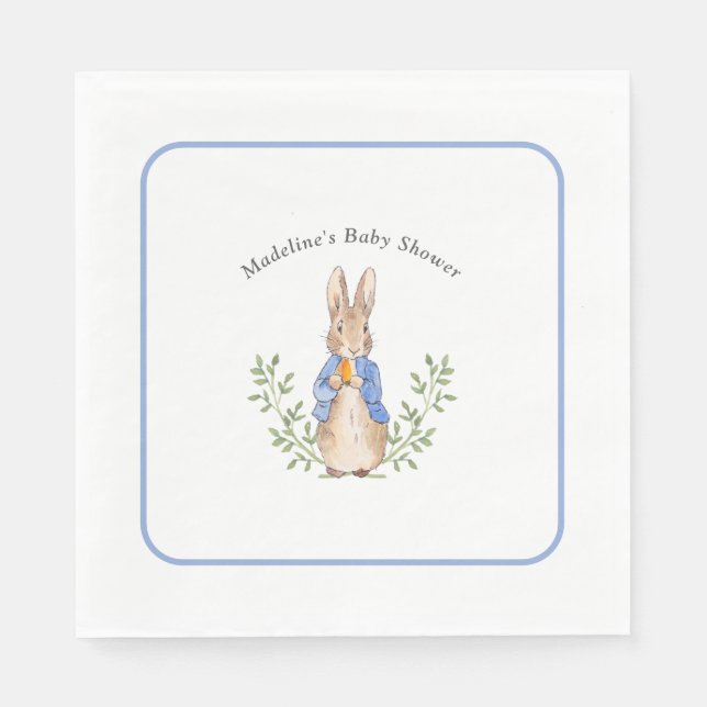 Peter Rabbit Blue Vintage Baby Shower Pappersservett (Framsidan)