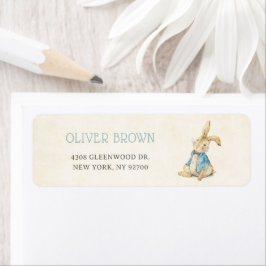 Peter Rabbit Boy 1st Birthday Party Returadress Etikett