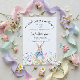 Peter Rabbit Boy Baby Shower Blommigt Wildblomma Inbjudningar