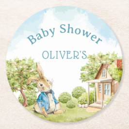 Peter Rabbit Boy Baby Shower Underlägg Papper Rund