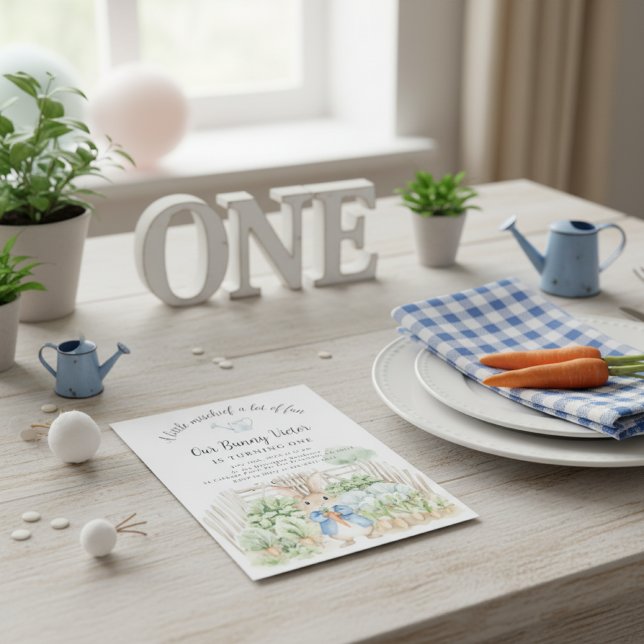 Peter Rabbit Boy First Födelsedagsfest Cabbage Inbjudningar (Skapare uppladdad)